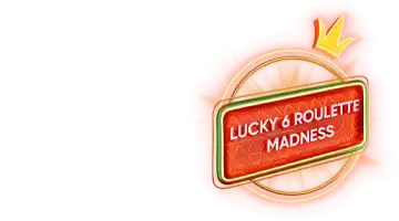 Значок с надписью Lucky 6 Roulette Madness, символизирующий промоакцию рулетки в Казино Pin Up.